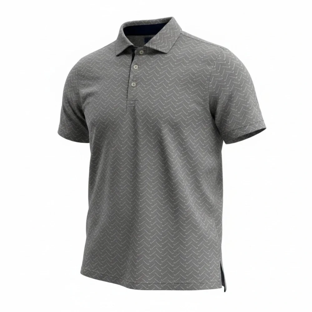 Polo Ralph Lauren Performance Golf Polo Mens L Grey Golf Club Print NWT